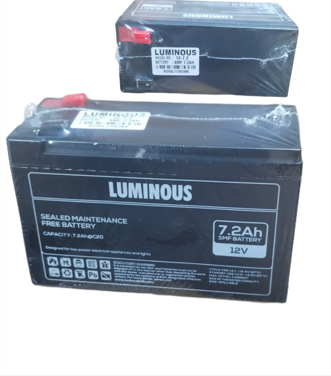 LUMINOUS SFM BATTERY 7.2Ah Luminous SMF 7.2Ah Battery 12V